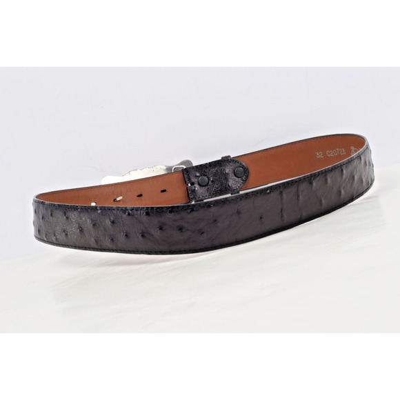 Vintage Black Leather Western Belt Ornate Silver Tone Buckle Size 32 Cowboy - Picture 9 of 16